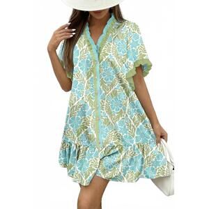 NEW AAPPARELLA botanical mini dress in sky blue
